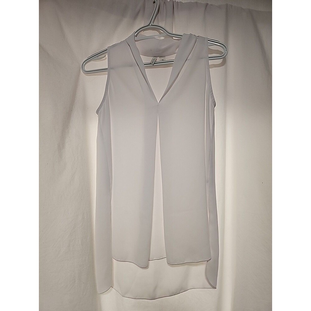 Women's Cato Sleeveless Tank Top White Polyester Lightweight Drapey Size X Small